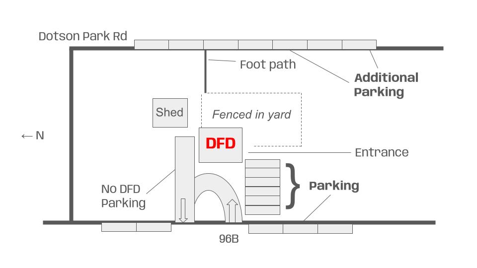 Map of parking options at Danby Food and Drink